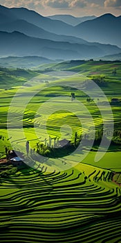 Captivating Chinapunk: A Stunning View Of Vast Rice Fields