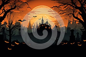 Captivating City panorama halloween sunset. Generate Ai