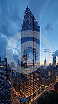 Captivating Cityscapes: A Luxurious Dusk View of Trump Tower\'s O photo