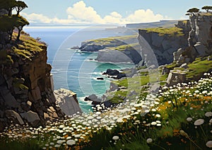 Captivating Cliffs: A Scenic Journey Through Ireland\'s Wildflowe photo