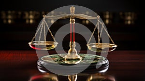 Golden Balance: Symbolic Market Psychology on a Stylish Marble Table photo