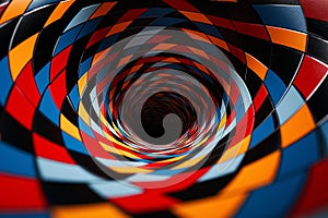 Vibrant Geometric Illusion: Concentric Circles on Glossy Black photo