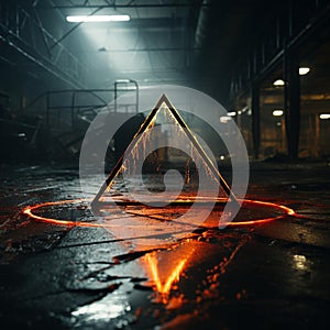 Abstract Danger Symbol: Suspended in Mid-Air, Evoking Urgency and Warning photo
