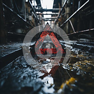 Abstract Danger Symbol: Suspended in Mid-Air, Evoking Urgency and Warning photo