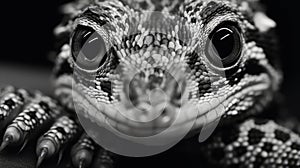 Captivating Close-up Portrait Of A Black And White Lizard In Pointillist Style
