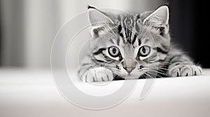 Captivating Close-up Portrait Of Cute Grey Kitten With Swirl Pattern Backdrop