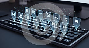 Software App Icons on Keyboard Digital Technology Concept