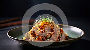 Captivating Close-Up of Tteok with Sesame Toppings Showcasing the Intricate Texture Food Photography. Generative AI