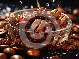 Captivating Coffee Bean Splash - Refreshing Wake-Up Concept