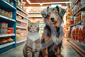 Captivating Companions: Cat and Dog at the Vet Hospital (AI Generated)