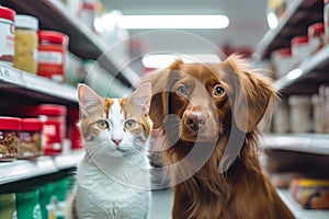 Captivating Companions: Cat and Dog at the Vet Hospital (AI Generated)