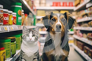 Captivating Companions: Cat and Dog at the Vet Hospital (AI Generated)