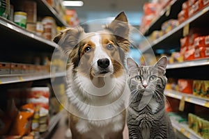 Captivating Companions: Cat and Dog at the Vet Hospital (AI Generated)