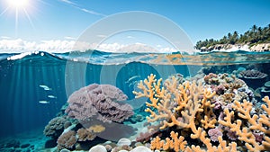 Captivating Corals Amidst Vast Underwater Sky