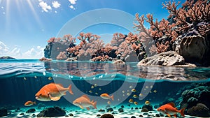 Captivating Corals Amidst Vast Underwater Sky