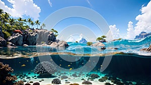 Captivating Corals Amidst Vast Underwater Sky