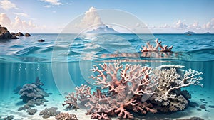 Captivating Corals Amidst Vast Underwater Sky