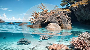 Captivating Corals Amidst Vast Underwater Sky