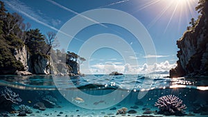 Captivating Corals Amidst Vast Underwater Sky