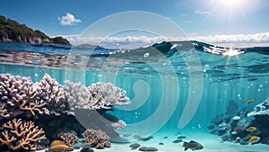 Captivating Corals Amidst Vast Underwater Sky