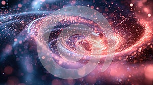 Swirling pink particles in cosmic whirlpool