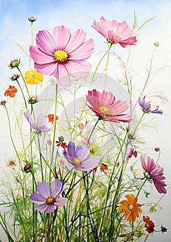 Captivating Cosmos: An Airbrushed Gallery of Field Flowers and S