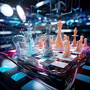 Captivating 3D abstract rendering of an Abstract Strategy Game
