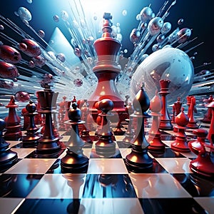 Captivating 3D abstract rendering of an Abstract Strategy Game