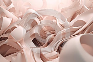 Twisted Wave Bliss: Modern Minimalist 3D Render in Pale Pink and Beige photo