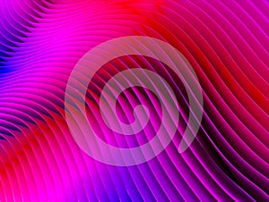 Vibrant pink and red 3D waves dynamic abstract background.