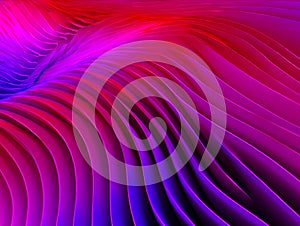 Vibrant pink and red 3D waves dynamic abstract background.
