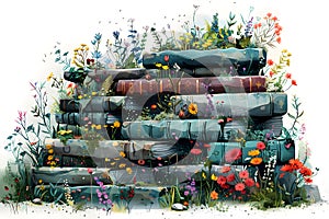 a captivating 3d illustration of a grand library filled with books, showcasing a world of knowledge and imagination photo
