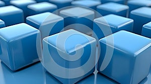 Abstract Blue Cubes 3D Geometric Background Good Resolution Stock Photo