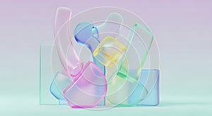 Abstract Pastel 3D Shapes Background with Translucent Forms