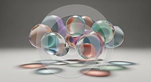Abstract Colorful Translucent Spheres Floating