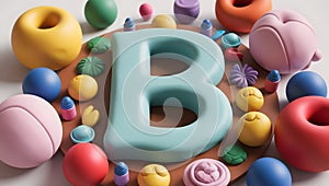 3D Clay Letter \'B\' Render A Playful and Artistic Sculpting photo