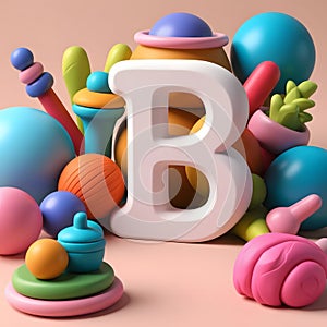 3D Clay Letter \'B\' Render A Playful and Artistic Sculpting photo