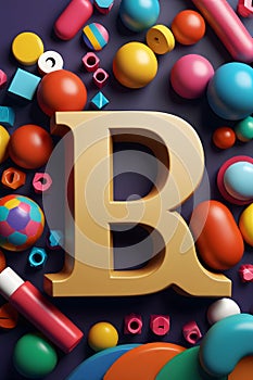 3D Clay Letter \'B\' Render A Playful and Artistic Sculpting photo