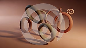 Abstract 3D Geometric Rings in Muted Earth Tones