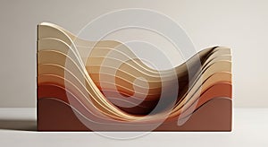 Abstract Earth Tones Wavy Layers 3D Render