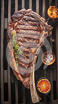 Captivating detail Grilled beef tomahawk steak, a close up culinary spectacle