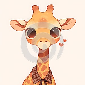 Charming Giraffe Portrait with Big Eyes â Digital Art Illustration photo