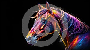 Striking Minimalist Horse Head Outline A Contemporary Abstract Digital Illustration with Dramatic Lighting and High photo