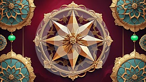 Intricately Ornate Symmetrical Frame with Vibrant Colors photo