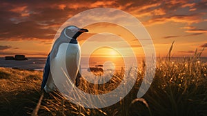 Captivating Documentary Photos: Penguin Grazing In Unreal Engine Rendered Landscape