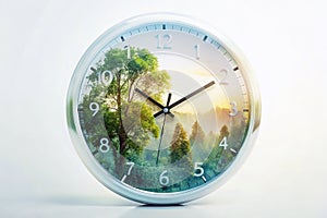 Double Exposure of a White Clock at Four OClock A Striking Visual Effect for Design Inspiration and TimeBased photo