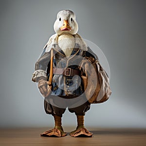 Captivating Duck Model In Traditional Bavarian Clothing With Potato Sack