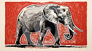 Captivating Elephant Print In The Style Of Neil Welliver