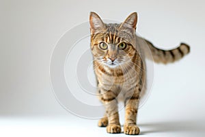 Captivating Feline A Surprised Cat\'s Untamed Gaze Against A Calm Background