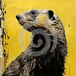 Captivating Ferret Painting In The Style Of Justin Gaffrey photo
